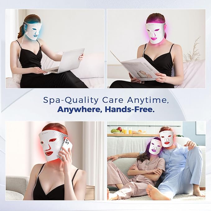 Red Light Therapy for Face, Advanced LED Face Mask Light Therapy, Red Light Therapy Mask - Red, Blue & Infrared Light Therapy for Acne, Wrinkles & Skin Rejuvenation | Enhanced Eye Protection