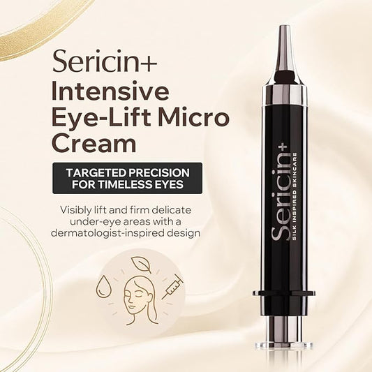 Sericin Intensive Eye-Lift Micro Cream- Targeted Eye Cream with Silk Protein Sericin to Firm & Smooth Skin- Brightening Eye Cream Reduces Puffiness - Wrinkle Remover for Daily Use- 1.7 Fl Oz