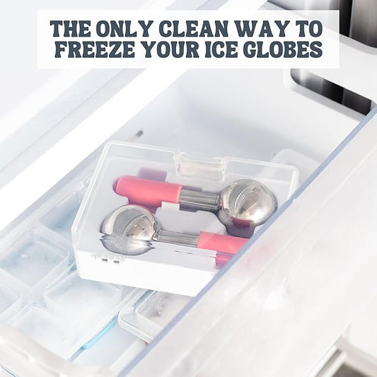 Ice Globes for Facials - 360 Rotating Unbreakable Steel Ice Globes with Carry Case - Professional Esthetician Supplies - Ice Roller for Face and Eyes - Ideal Skincare Tool (White)