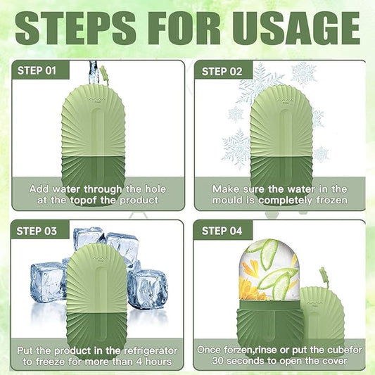 Ice Cube Roller Massager for Face and Eyes, Reusable Silicone Mold Face Massage Eye Facial Beauty Naturally Conditioning and Skin Care Tools, Ideal Gift for The Special Women You Love(Green)