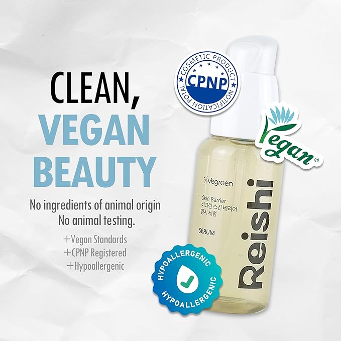 VEGREEN Skin Barrier Reishi Face Serum Skin Barrier Repair Moisturizer | Korean Hydrating Serum w/Mushroom Extracts & Lactobacillus Ferment | Glass Skin Serum for Face for All Skin Types 1.69 fl oz