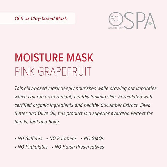 BCL SPA Organic Pink Grapefruit moisture mask for hands, foot mask, and body mask skin care spa treatment for women at home or professional spa with argan oil, olive oil, aloe vera, and kelp 16 fl oz