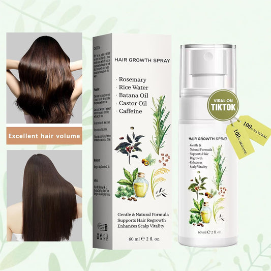 Natural Hair Growth Oil Spray:Rosemary Castor Batana Oil & Rice Water Lotion for Hair Growth ,Promotes Fuller Follicles for Women & Men – All Hair Type