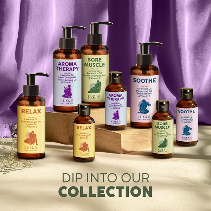 Kukka Relax Massage Oil for Massage Therapy - 3.38 Fl Oz - 100% Pure Natural Full Body Oil Relaxing, Warming for Women & Men, with Lavender, Jojoba, Rose Geranium & Vitamin E