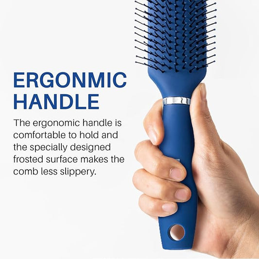 RHOS Hair Brush for Men - Detangler and Styling Brush with Nylon Bristles for Wet and Dry Hair, Massage Function, Suitable for Bangs, Thin, Short, and Thick Hair (1 Pack - Blue)