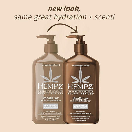 Hempz Vanilla Lux Herbal Body Moisturizer 17 oz. NEW LOOK