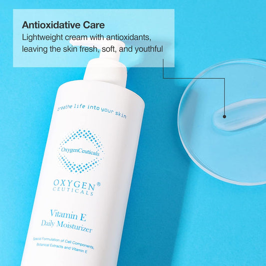 Vitamin E Daily Moisturizer – Antioxidant Cream with Vitamin E with Centella Extract, Hydrating & Balancing Lotion for Dry, Oily & Acne-Prone Skin 16.9 fl.oz (500ml)