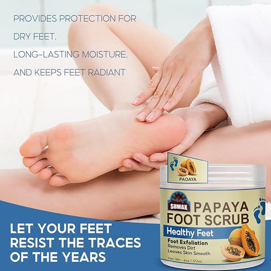 Foot Scrub, Natural For All Body Exfoliation, Dead Skin Remover, Moisturize And Nourish Your Dry Rough Feet, Make Your Feet Smooth And Soft (6 oz, Papaya)