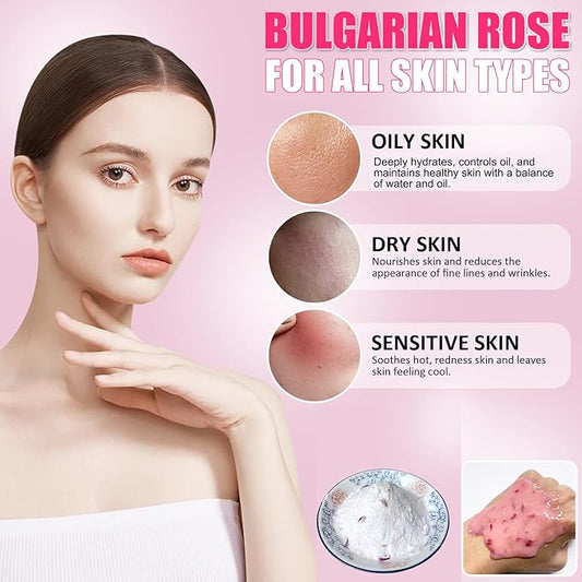 Jelly Mask for Facial Professional - Bulgarian Rose Smooth Face Mask Skin Care, Hydrated Nourished Jelly Mask Powder, Gel Peel Off Mask for DIY Spa Salon, 17.6Fl Oz