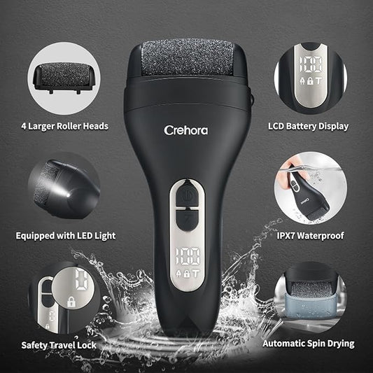 Rechargeable Electric Foot Callus Remover - Waterproof Pedicure Tool for Hard, Cracked, Dry Skin