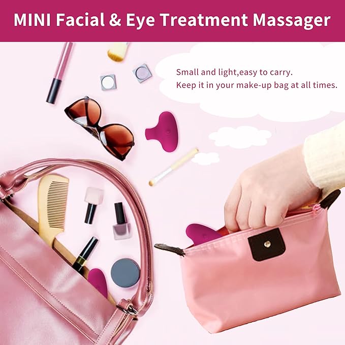 Handhold Portable Facial Mini Massage Ball, Quiet Waterproof USB Rechargeable Powerful Multifunctional Vibrating Travel Pocket Face Eye Finger Joint and Neck Jaw Massager (Deep Rose)