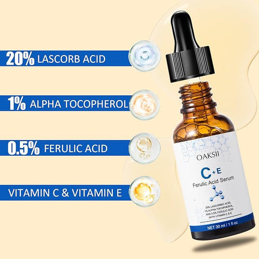 Vitamin C Face Serum, Vitamin CE Serum with Ferulic Acid, Vitamin E and Ferulic Serum Skin Care Vitamin C Serum for Face Anti Aging Face Care 1 Oz