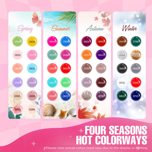 MEFA 42 Colors Gel Nail Polish Kit with U V Light, 59 Pcs All Seasons Collection Colorful Gel Polish Essential Set with 5 Psc Matte/Glossy Base Top Coat, Salon Gifts for Women