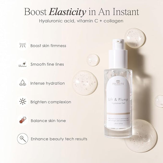 Lift & Plump Hydration Gel by Project E Beauty | 24-Hour Hydration | Anti-Aging Pore Tightening Treatment | Hydrating & Moisturizing Facial Skincare | Fine Lines and Wrinkles | 50ml