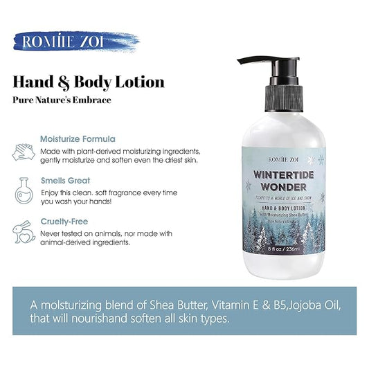 Christmas Hand & Body Lotion with Moisturizing Shea Butter - Wintertide Wonder- Infused with Winter Woods Aroma - 236 ML / 8 FL OZ