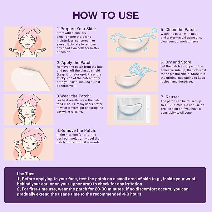 ACADA Anti Wrinkle Patches Reusable Silicone Face Patches for Wrinkles, Facial Wrinkle Patches for Forehead, Eyes, Mouth and Neck(Gel Patches 6pcs)