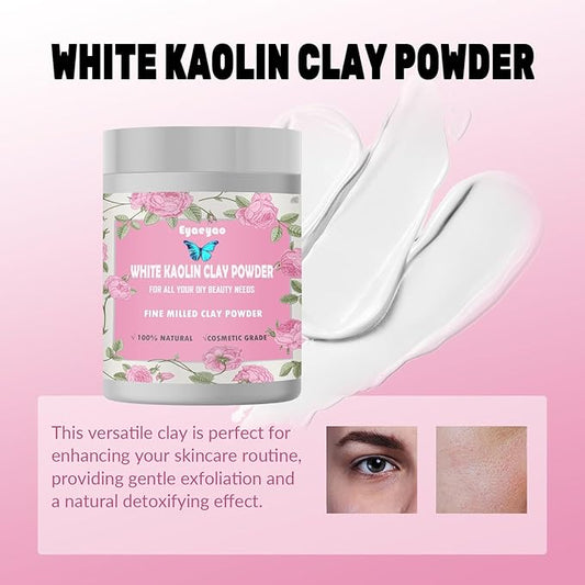 Kaolin Clay Powder, Natural White Powdered Clay for Seed Bombs, White Clay Mask, DIY Spa, Soap, Bath Bomb, Deodorant, Can be Used as Kaolin Clay for Gardening (16 Ounces)