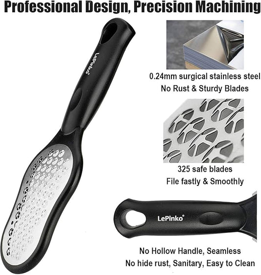 LePinko Foot Scrubber Set, Updated Blades, No Hurt Feet File, Powerful Pedicure Tool to Remove Callus and Dead Skin, Use in Shower or Dry, 2PCS