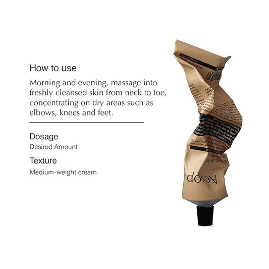 Aesop Rejuvenate Intensive Travel Body Balm | Deeply Nourish Very Dry Skin with Shea Butter and Coconut Oil | 3.4oz / 100 mL