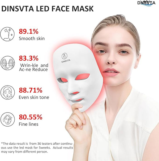 Red Light Therapy for Face, 7 Colors LED Red Blue Light Therapy Mask Cordless Rechargeable Portable Facial Skin Care Beauty Masks at Home Travel