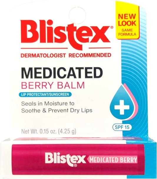 Blistex Medicated Lip Balm, Spf 15, Berry, .15-Ounce Tubes (Pack of 3)