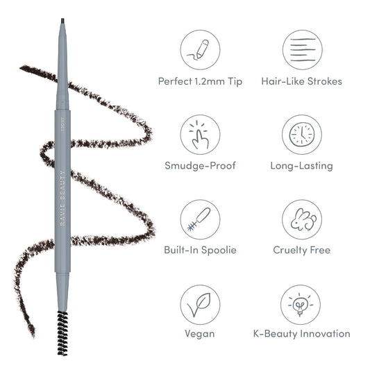 Easy Everyday™ Brow Pencil - Best Eyebrow Pencil for Women, Smudge Proof Hair-Like Strokes, 1.2mm Precision Tip with Spoolie, Vegan (Ebony)