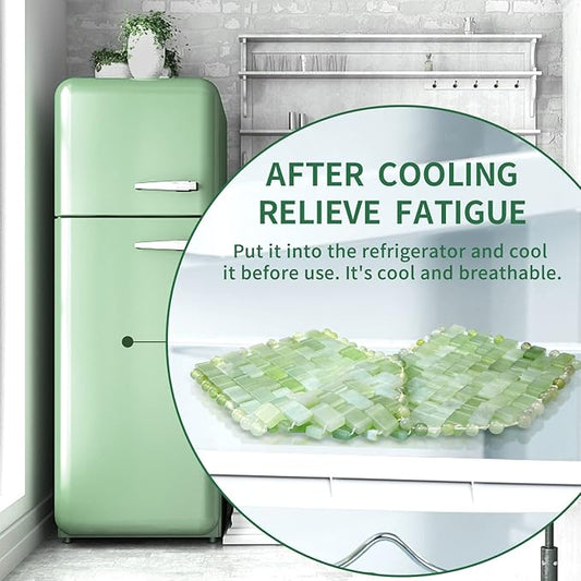 gemshan Jade Eye Mask 100% Natural Real Jade Stone Reusable Eye Mask for Hot & Cold Anti Aging,Headache and Migraine Relief Jade Mask for Women Men