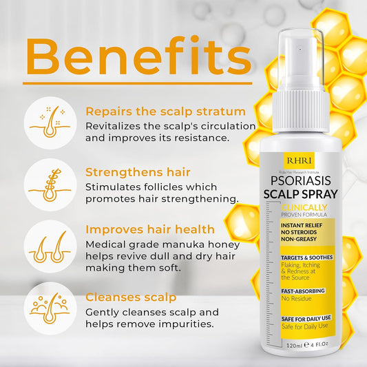Psoriasis Scalp Spray | Psoriasis and Dandruff Treatment for Scalp Yeast Infections, Psoriasis Flare-Ups & Folliculitis | Antifungal Ringworm Itchy Scalp Spray for Psoriasis, Dryness