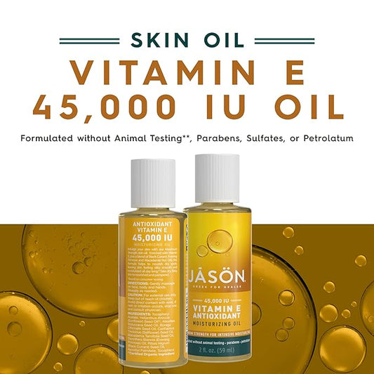 JASON Vitamin E 45,000 IU Moisturizing Oil , For Maximum Strength, 2 Fluid Ounces