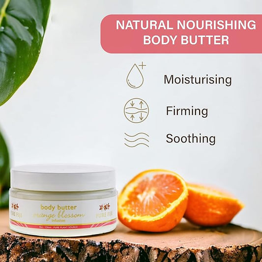 PURE FIJI Body Butter - Moisturizer Body Butter Cream - Face Cream and Body Lotion for Dry Skin with Natural Oils & Vitamin E, Body Butter For Women for Men,Orange Blossom, 8oz
