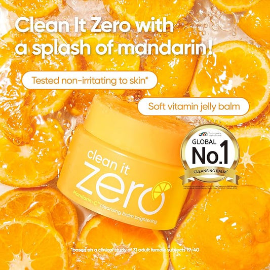 BANILA CO Clean it Zero Brightening Cleansing Balm | Korean Makeup Remover for Radiant Complexion | Vegan | Cleansing Oil, Facial Cleanser Made with Vitamin C & Citrus Extract (100ml / 3.38 fl.oz)