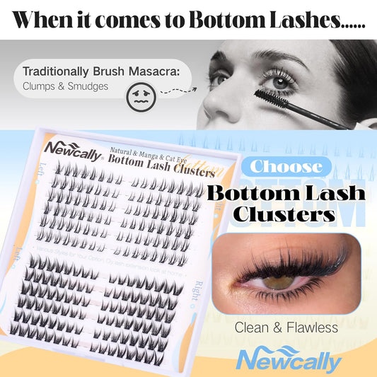 Bottom Eyelash Clusters Lower Lashes Natural Manga Individual Lashes 4-7MM Short Lash Extension Bottom Lash Clusters CC-Curly DIY at Home Easy Application by Newcally