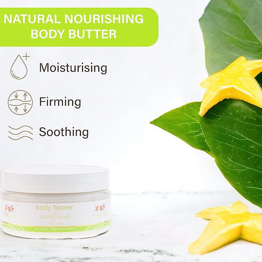 PURE FIJI Body Butter - Moisturizer Body Butter Cream - Face Cream and Body Lotion for Dry Skin with Natural Oils & Vitamin E, Body Butter For Women for Men,Starfruit, 8oz