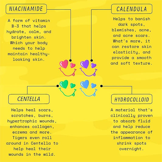 Yellow Stars Acne Patches, Hydrocolloid Pimple Patch For Face, 28 Count, All Skin Types