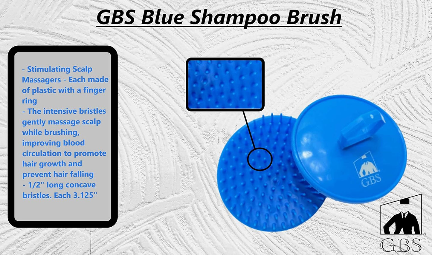 G.B.S Shampoo Scalp Exfoliator Shower Brush 4 Pack -Scrubber,Massager & Beard Exfoliator - Blue