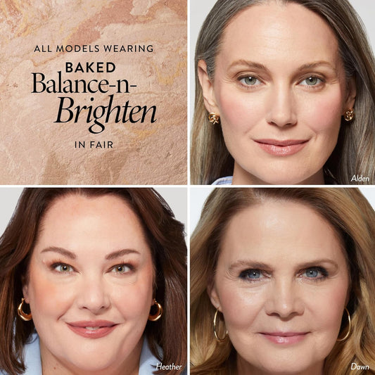 LAURA GELLER NEW YORK Award-Winning Baked Balance-n-Brighten Color Correcting Powder Foundation - Fair - Buildable Light to Medium Coverage - Demi-Matte Natural Finish