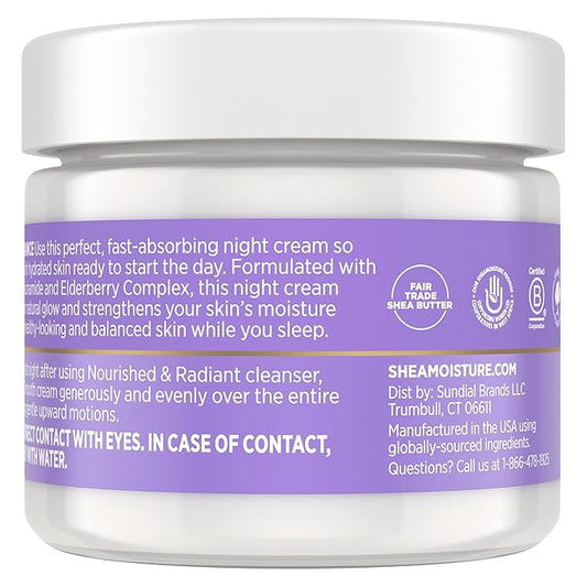 SheaMoisture Melanin Care Night Repair Cream Nourished & Radiant for Strengthening Skin's Moisture Barrier, with Pro-Ceramides +Elderberry Complex, 2 oz