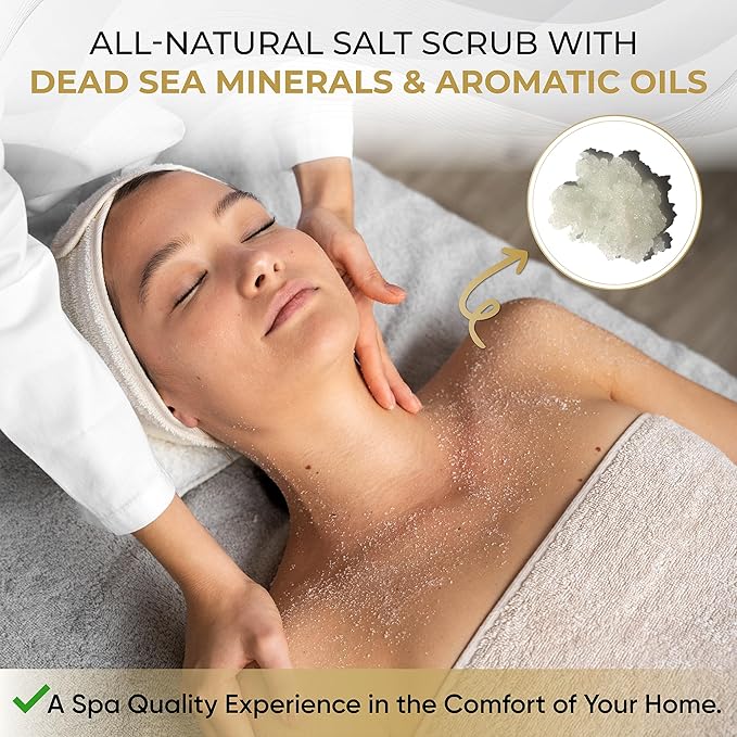 Salt Cellar Spa Energizing Lemongrass Salt Scrub - Awaken Your Skin with Dead Sea Minerals - Revive, Refresh, and Rejuvenate - Made in Israel, Cruelty-Free, 18 oz.