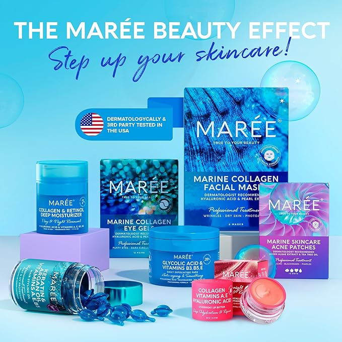 MAREE Ultimate Eye and Face Revitalization Bundle - 24K Gold Under Eye Patches & Collagen Facial Masks for Ageless Beauty for Total Skin Rejuvenation