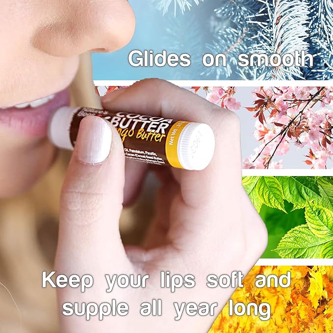 Nature's Bees Cocoa Butter Lip Balm Moisturizer, Shea Butter Flavor, Hydrating Lip Care for Dry Lips, Made in the USA with Coconut Oil, Beeswax, Vitamin E, and Aloe, 0.15 oz Each, 24 Pack