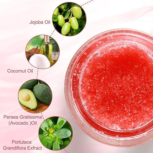 Strawberry Lip Scrub & Repair, Exfoliator & Moisturizer for Chapped, Dry and Flaky Lips