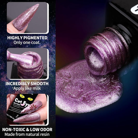 Clara Colors Magnetic Nail Polish - 20 Colors Cat Eye Gel Polish Kit Holographic Glitter Cat Eye Nail Polish with 4 Magnet, Black White Base Top Coat Gel Soak Off LED Manicure Salon DIY Art Gifts