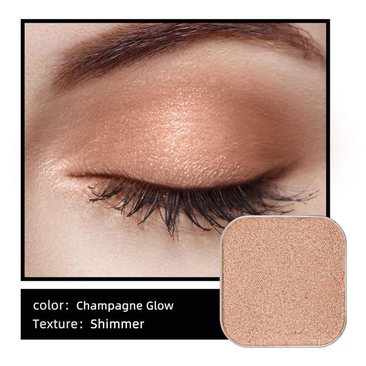 Magnetic Single Shimmer Champagne Eyeshadow with Metal Pan, Pressed Powder Eyeshadow Refill Pan, Pastel Highlight Shadow for Empty Magnetic Palette (Champagne Glow)
