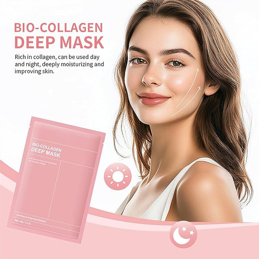 3Pcs Bio-Collagen Deep Mask, Hydrating Overnight Sleeping Mask Transparent Face Membrane Skin Care Moisturizing, Restores Skin Elasticity & Energy Collagen Mask for Women