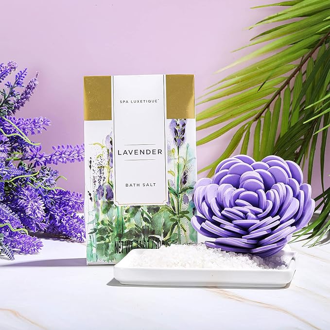 Spa Gift Basket, Spa Luxetique Lavender Spa Kit for Women - 12 Pcs Lavender Scented Spa Gift Set, Home Spa Set with Essential Oil, Bubble Bath, Bath Salts, Body Scrub, Mothers Day Gifts for Mom