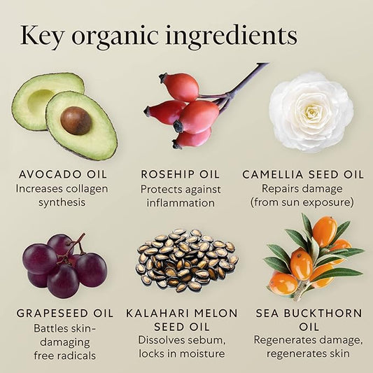 AVOILA Organic Face Oil Moisturizer for Dry, Aging, Sensitive, Acne Prone Skin l Restoring, Balancing l Vegan l Rosehip Oil + Sea Buckthorn Oil + Vitamin E + Grapeseed Oil + Avocado Oil l Gua Sha