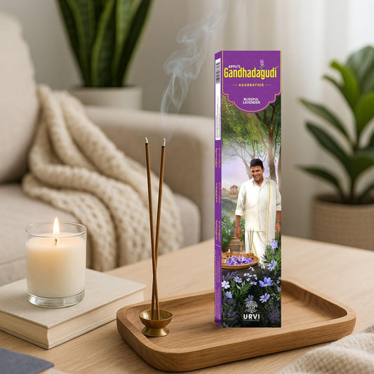 APPU'S Gandhadagudi Blissful Lavender Incense Sticks – 100g | Handmade, Toxin-Free, Long-Lasting Fragrance | Natural Resin Aroma for Meditation, Yoga & Home Use
