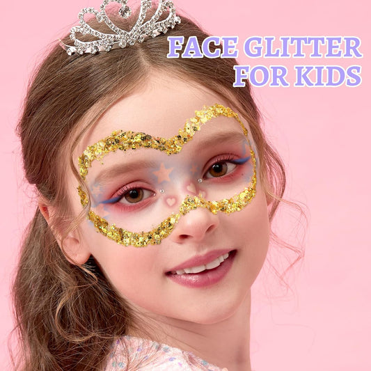 Teenitor Body Glitter Face Glitter Hair Glitter for Kids Women, 6 Colors Face, Body Hair Glitter Gel, Makeup Glitter for Halloween, Mermaid Makeup, Festival Birthday Party