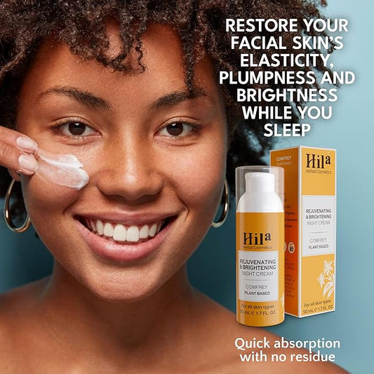 Rejuvenating, Brightening & Nourishing Night Cream for Face - Vitamin E Cream for All Skin Types, Restorative Night Moisturizer, Brightening Cream for Face - Comfrey, 50ml