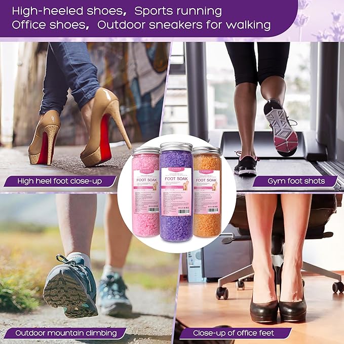 3 Pack Foot Soak Salts Kit Epsom Salt - Himalayan Pink Salt - Dead Sea Salt - Foot spa care Best for Good Sleep Essential Oils, Gifts for Mom women Tea Tree Oi Lavender rose